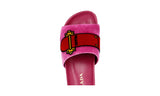 Prada Women's Pink Leather Cayeron Pleuville Slides Sandals 1XX388