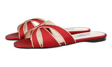 Prada Women's Red Leather Slides Pantoletten Sandals 1XX412