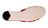 Prada Women's Red Leather Slides Pantoletten Sandals 1XX412