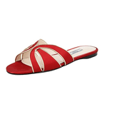 Prada Women's Red Leather Slides Pantoletten Sandals 1XX412