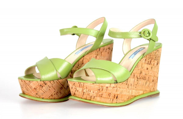 Prada Women's 1XZ265 3D1A F0394 Saffiano Leather Leather Sandals