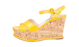 Prada Women's Yellow High-Quality Saffiano Leather Sandals 1XZ265