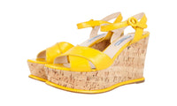 Prada Women's Yellow High-Quality Saffiano Leather Sandals 1XZ265