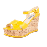 Prada Women's Yellow Saffiano Leather Sandals 1XZ265