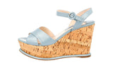 Prada Women's Blue High-Quality Saffiano Leather Sandals 1XZ265