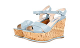 Prada Women's Blue High-Quality Saffiano Leather Sandals 1XZ265