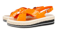 Prada Women's Orange Leather Sandals 1XZ413