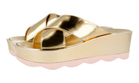 Prada Women's Gold Leather Sandals 1XZ542