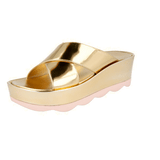 Prada Women's Gold Leather Sandals 1XZ542