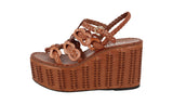 Prada Women's Brown Leather Plateau Sandals 1XZ737