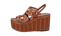 Prada Women's Brown Leather Plateau Sandals 1XZ737