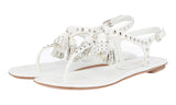 Prada Women's White Leather Sandals 1Y869E