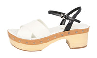 Prada Women's White Leather Sandals 1Z808F