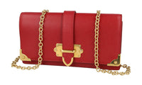 Prada Women's Red High-Quality Saffiano Leather Cahier Evening Purse 1ZH044