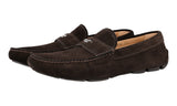 Prada Men's Brown Leather Driving Logo Loafer Loafers 2D2170