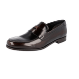 Prada Men's Brown Brushed Spazzolato Leather Penny Loafer Loafers 2DB137