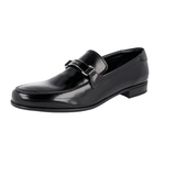 Prada Men's Black Brushed Spazzolato Leather Logo Business Shoes 2DB145