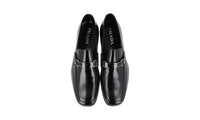 Prada Men's Black Brushed Spazzolato Leather Logo Business Shoes 2DB160