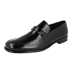Prada Men's Black Brushed Spazzolato Leather Logo Business Shoes 2DB160