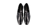 Prada Men's Black Brushed Spazzolato Leather Penny Loafer Business Shoes 2DB161