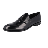 Prada Men's Black Brushed Spazzolato Leather Penny Loafer Business Shoes 2DB161