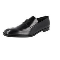 Prada Men's Black Brushed Spazzolato Leather Logo Business Shoes 2DB192