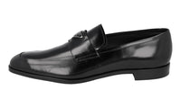 Prada Men's Black Brushed Spazzolato Leather Logo Loafer Business Shoes 2DB192