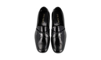 Prada Men's Black Brushed Spazzolato Leather Logo Loafer Chocolate Business Shoes 2DB195