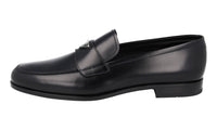 Prada Men's Black Brushed Spazzolato Leather Logo Loafer Business Shoes 2DB200