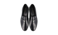 Prada Men's Black Brushed Spazzolato Leather Logo Loafer Business Shoes 2DB200