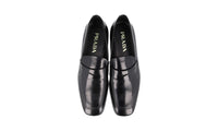 Prada Men's Black Brushed Spazzolato Leather Penny Loafer Business Shoes 2DC061