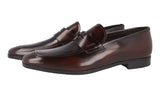 Prada Men's Brown Brushed Spazzolato Leather Penny Loafer Business Shoes 2DC061