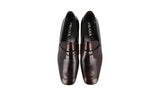 Prada Men's Brown Brushed Spazzolato Leather Penny Loafer Business Shoes 2DC061