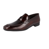 Prada Men's Brown Brushed Spazzolato Leather Penny Loafer Business Shoes 2DC061