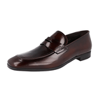 Prada Men's Brown Brushed Spazzolato Leather Penny Loafer Business Shoes 2DC061