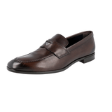 Prada Men's Brown Leather Logo Penny Loafer Business Shoes 2DC182
