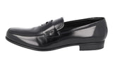 Prada Men's Black Brushed Spazzolato Leather Penny Loafer Business Shoes 2DC213