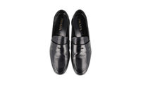 Prada Men's Black Brushed Spazzolato Leather Penny Loafer Business Shoes 2DC213