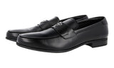 Prada Men's Black Leather Logo Penny Loafer Business Shoes 2DC214