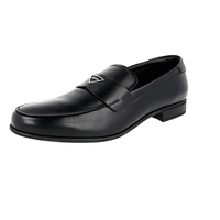Prada Men's Black Leather Logo Penny Loafer Business Shoes 2DC214