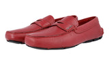 Prada Men's Red Saffiano Leather Driving Loafers 2DD001