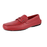 Prada Men's Red Saffiano Leather Driving Loafers 2DD001
