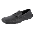 Prada Men's Black Leather Driving Loafer Logo Loafers 2DD001