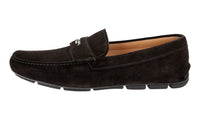 Prada Men's Brown Leather Logo Loafers 2DD007