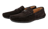 Prada Men's Brown Leather Logo Loafers 2DD007