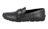 Prada Men's Black Leather Shearling Slip-on Loafers 2DD011