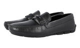 Prada Men's Black Leather Shearling Slip-on Loafers 2DD011