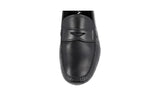 Prada Men's Black Leather Shearling Slip-on Loafers 2DD011