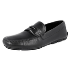 Prada Men's Black Leather Shearling Slip-on Loafers 2DD011