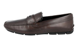 Prada Men's Brown Leather Shearling Slip On Driving Loafers 2DD011